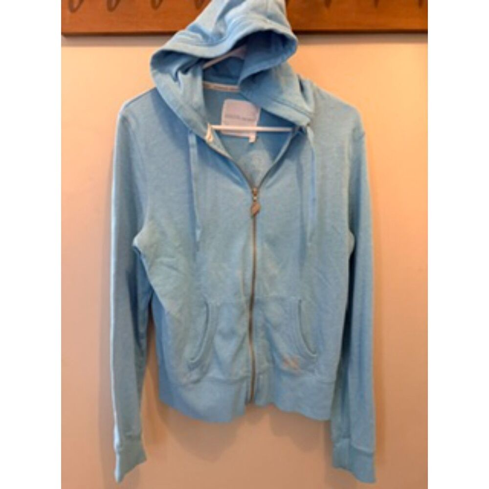 Victoria’s Secret Supermodel Essentials Hoodie L Blue Sequin Heart Full Zip